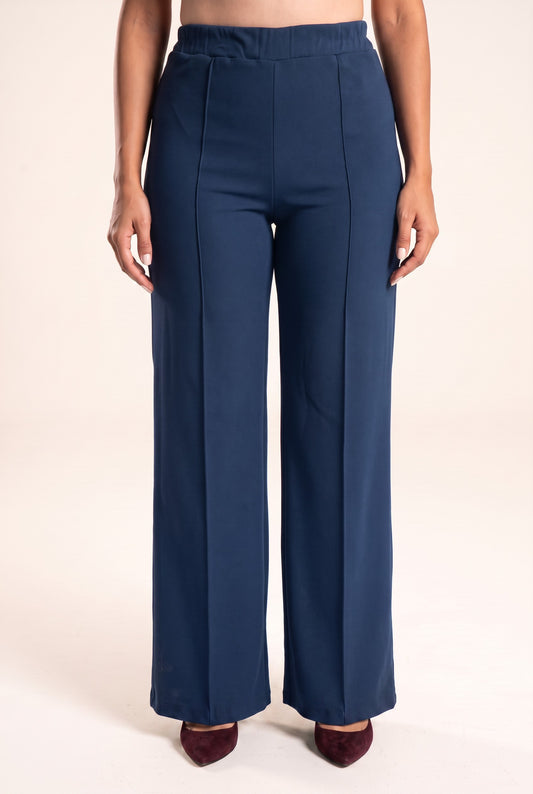 Plus size Παντελόνα κρεπ μπλέ