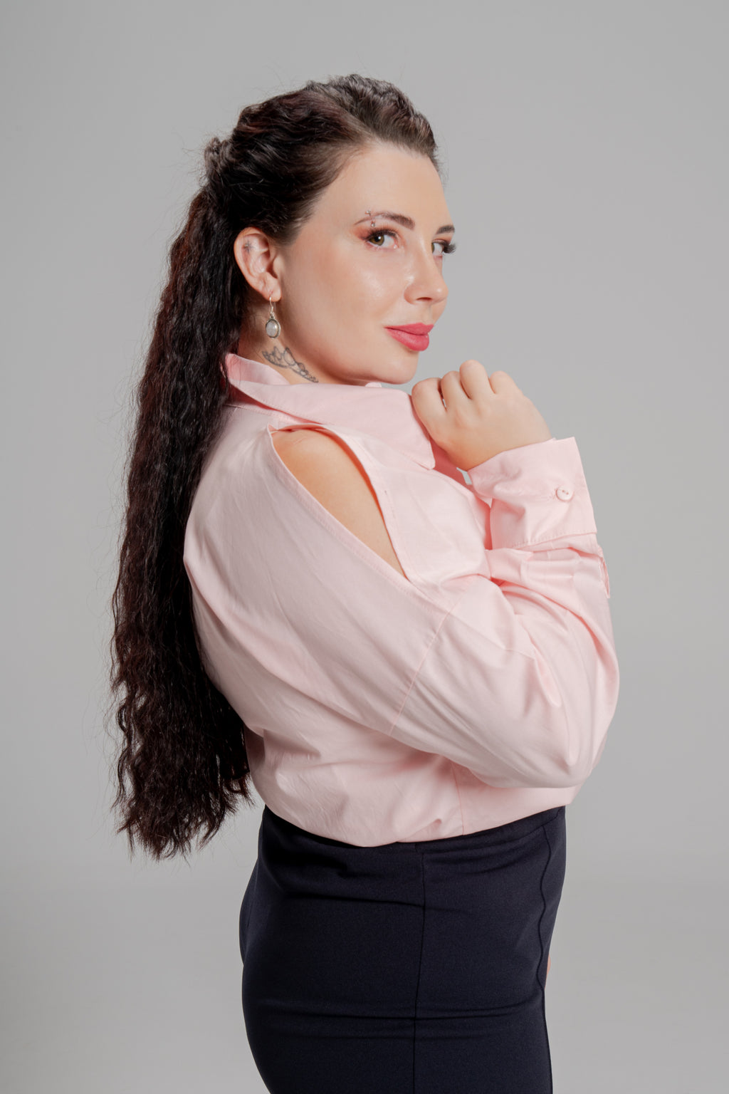Plus size Πουκάμισο Ποπλίνα Ροζ