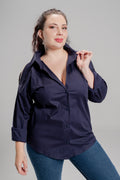 Plus size Πουκάμισο Ποπλίνα Μπλε