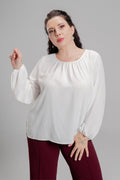 Plus size Μπλουζα Γκοφρε Λευκό