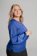 Plus size Incarno σατέν μπλούζα Μπλε