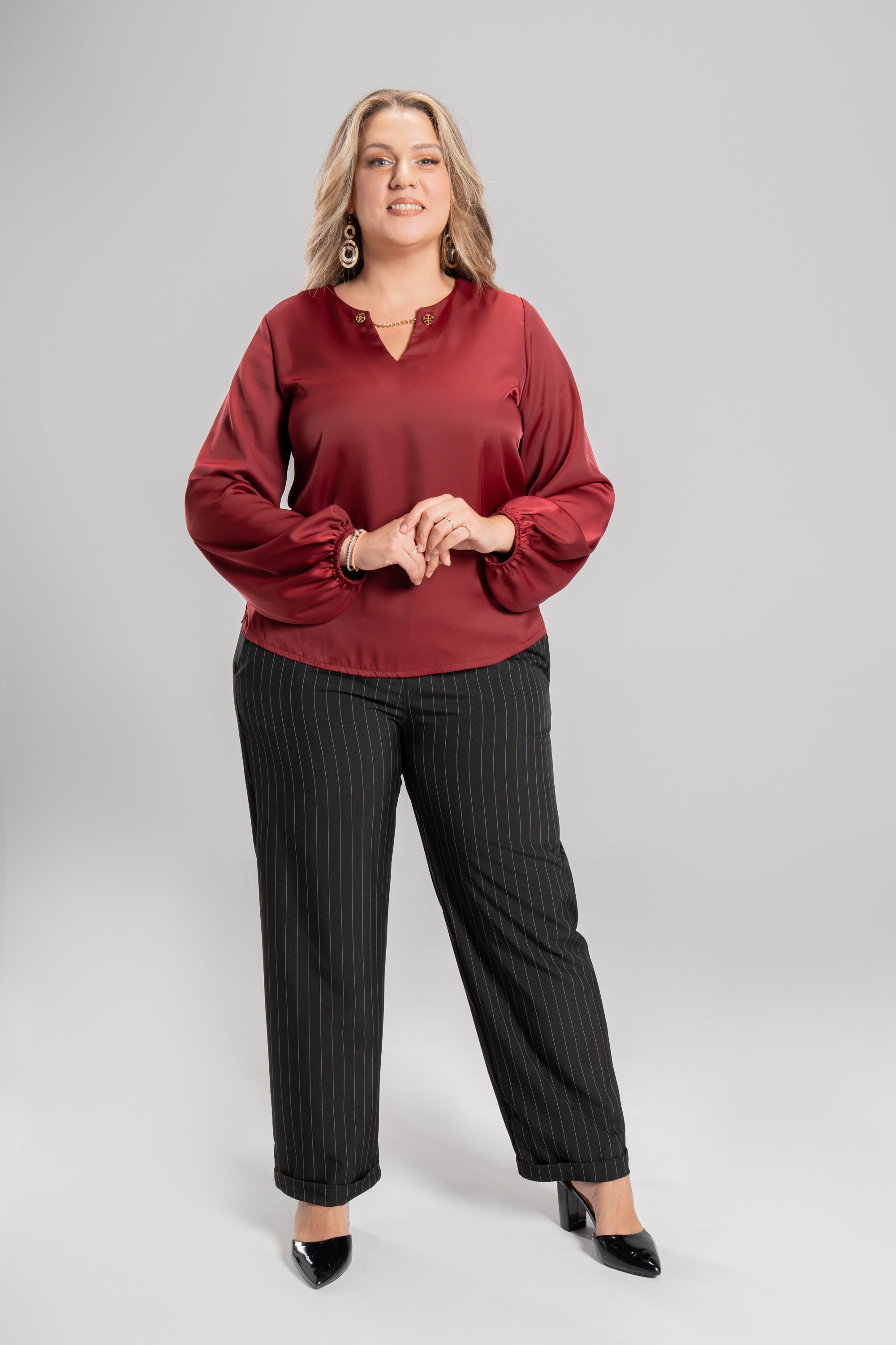 Incarno σατέν μπλούζα Mπορντό