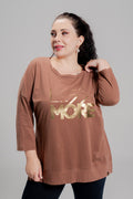 Plus size Μπλούζα Less is More Καφε