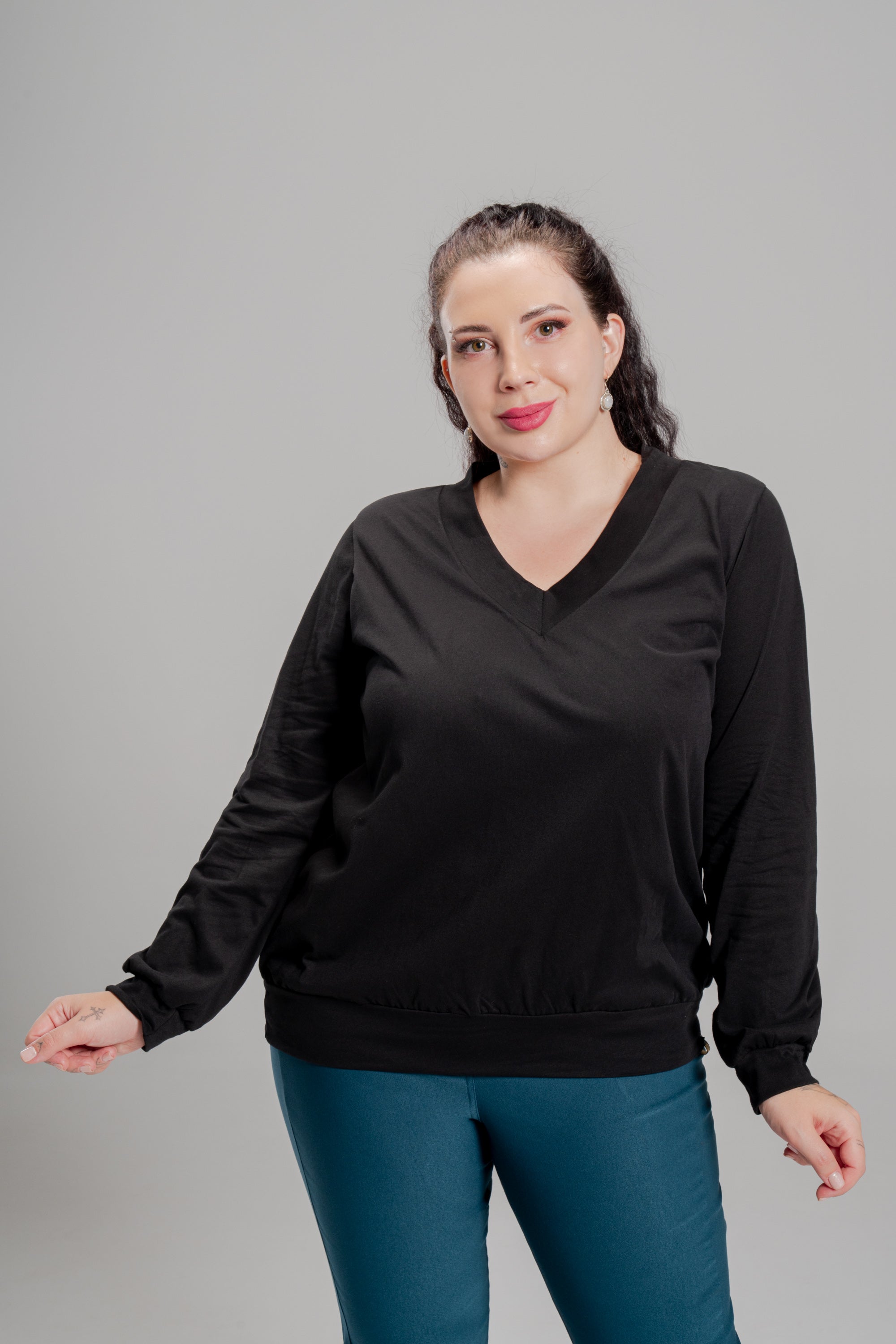 Plus size ΜΠΛΟΥΖΑ ΜΕ ΜΠΑΣΚΑ ΜΑΥΡΟ