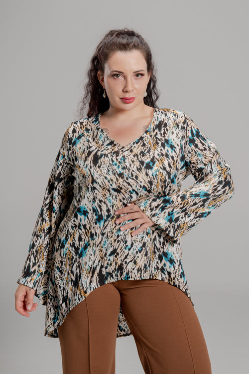 Plus size Ασύμμετρη τουνίκ Πολυχρωμο