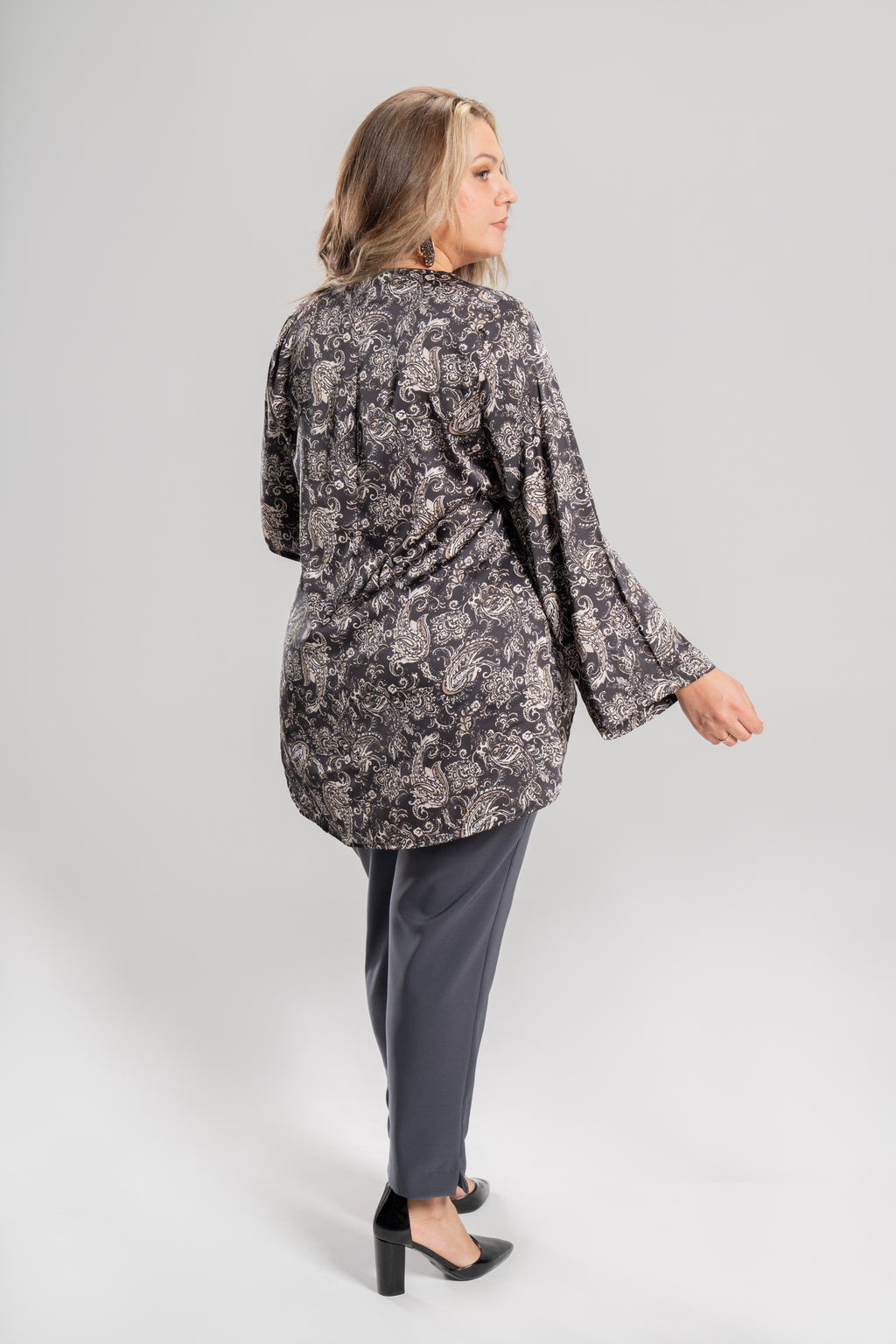 Ασύμμετρη τουνίκ Grey Floral