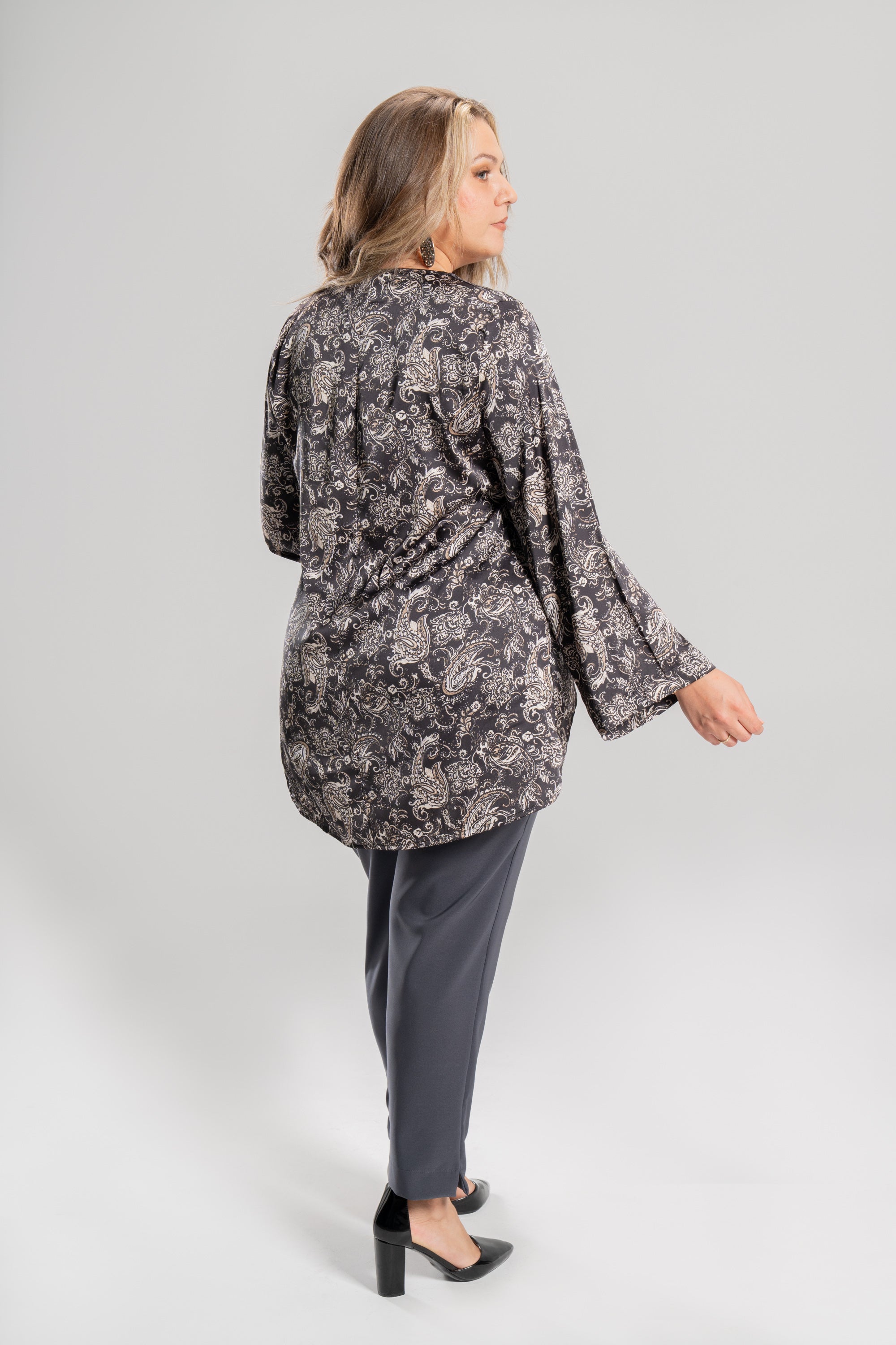 Ασύμμετρη τουνίκ Grey Floral