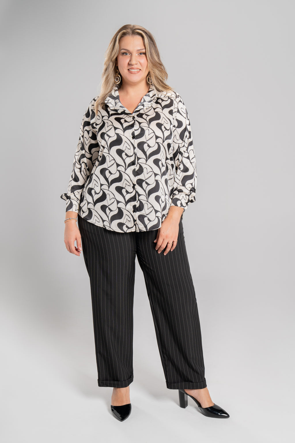 Σατέν πουκάμισο Black & White