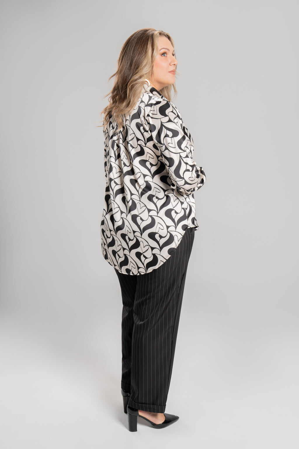 Σατέν πουκάμισο Black & White