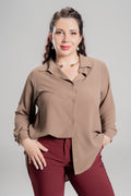 Plus size Πουκάμισο Καφε