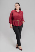 Plus size Πουκάμισο Μπορντό