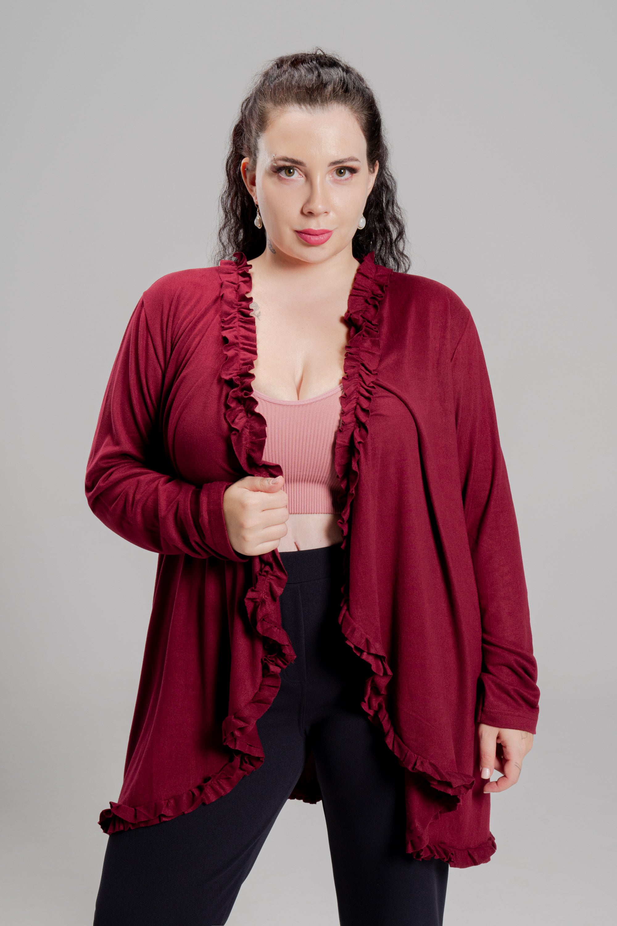 Ζακέτα απο πλεκτό σενίλ Κόκκινο