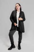 Plus size Ζακέτα απο πλεκτό σενίλ Μαύρο
