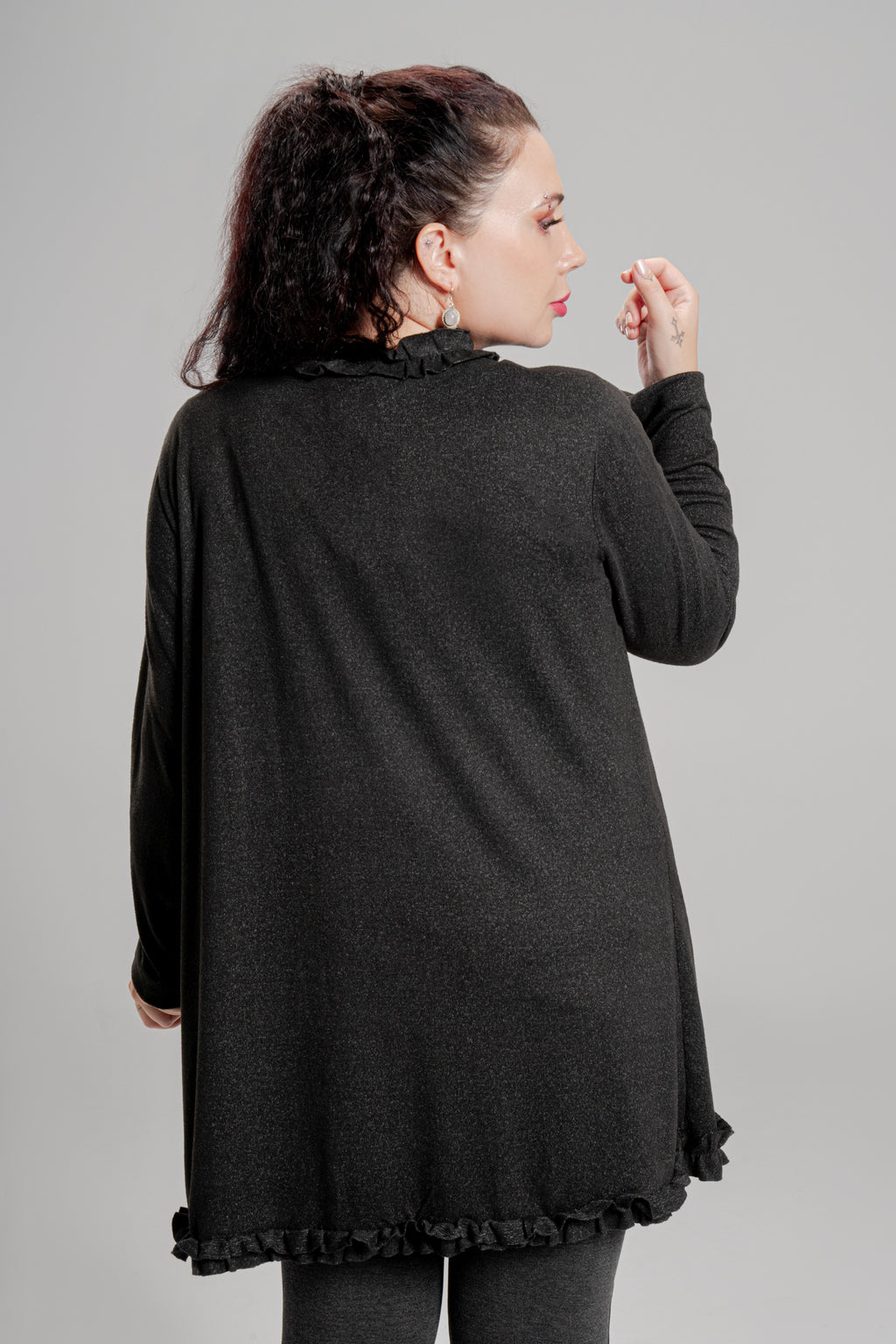 Ζακέτα απο πλεκτό σενίλ Μαύρο