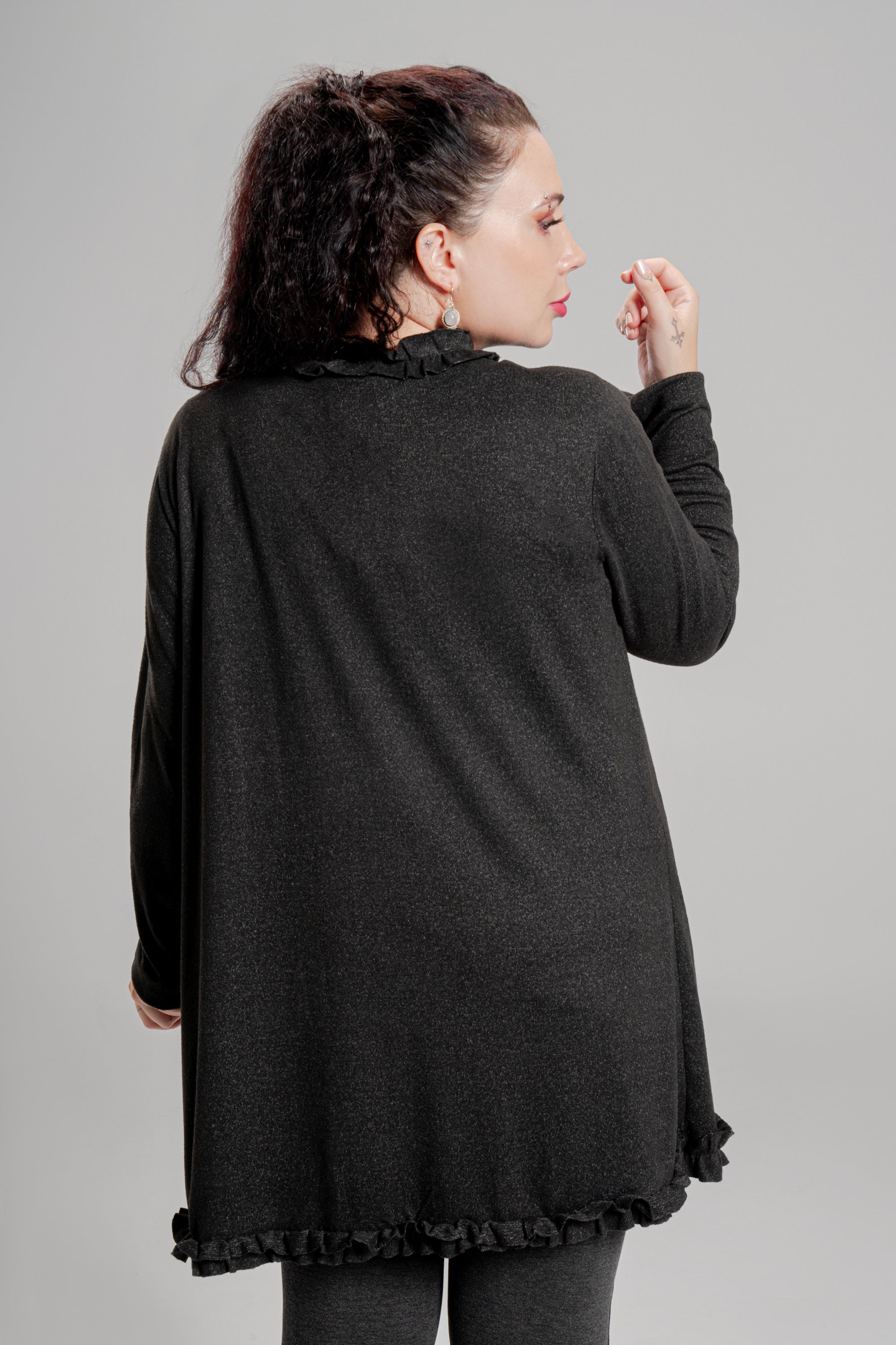 Ζακέτα απο πλεκτό σενίλ Μαύρο