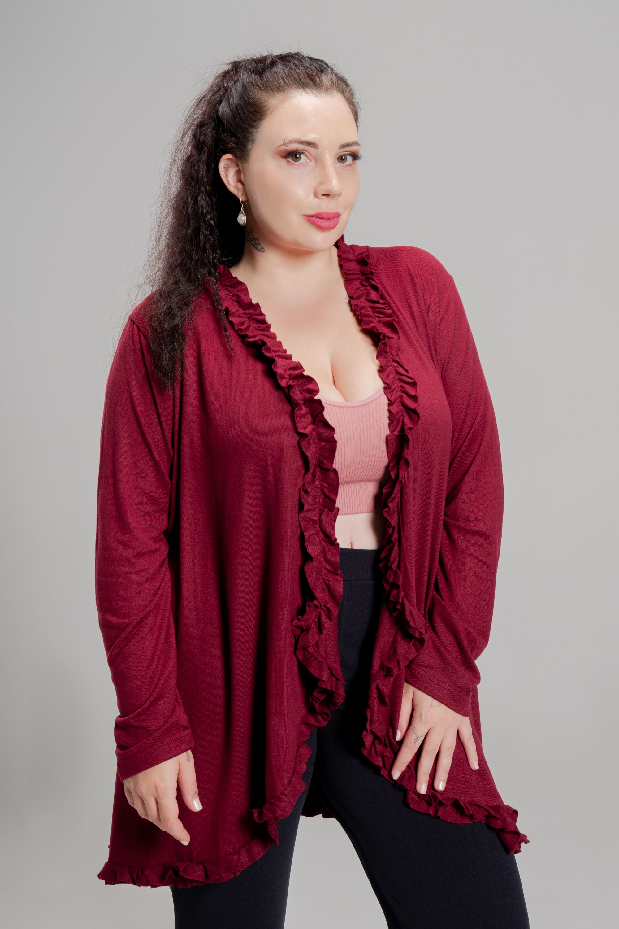 Ζακέτα απο πλεκτό σενίλ Κόκκινο