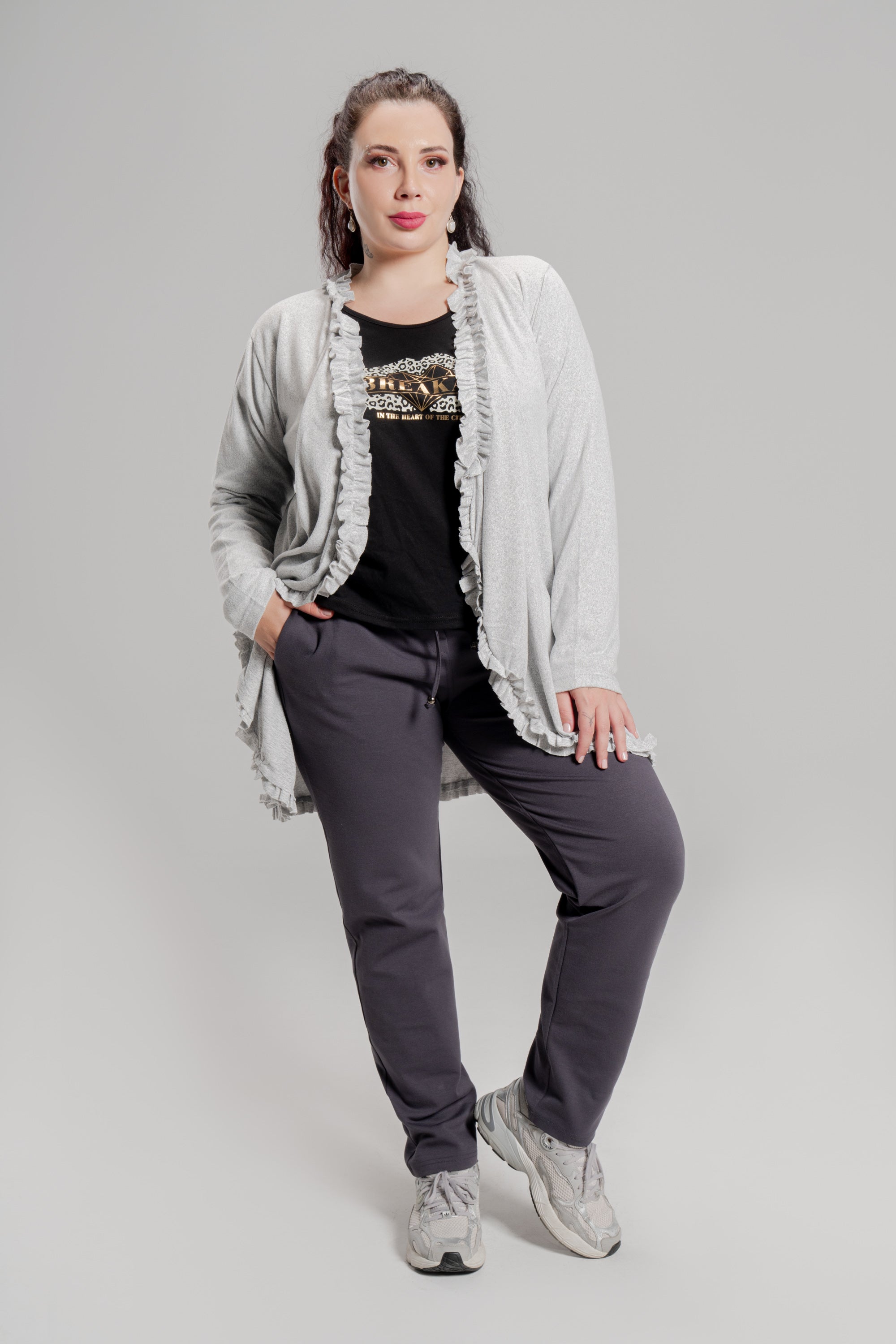 Ζακέτα απο πλεκτό σενίλ Γκρι