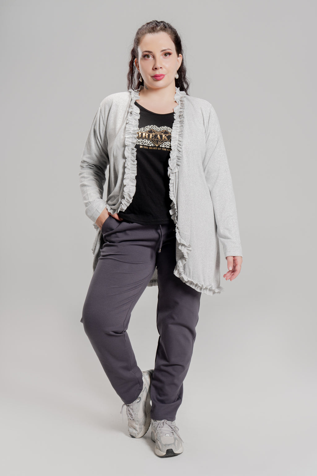 Ζακέτα απο πλεκτό σενίλ Γκρι