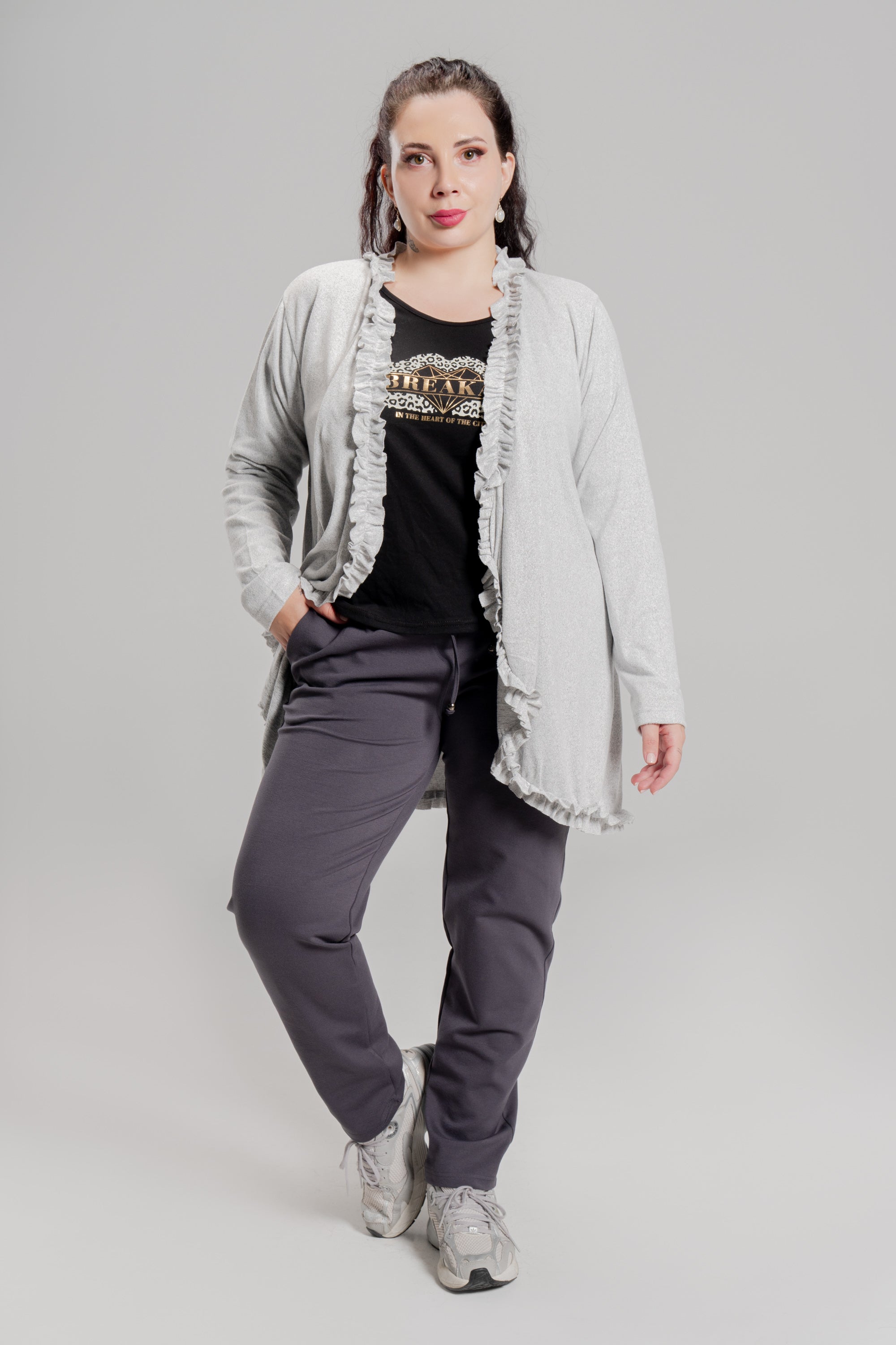 Ζακέτα απο πλεκτό σενίλ Γκρι