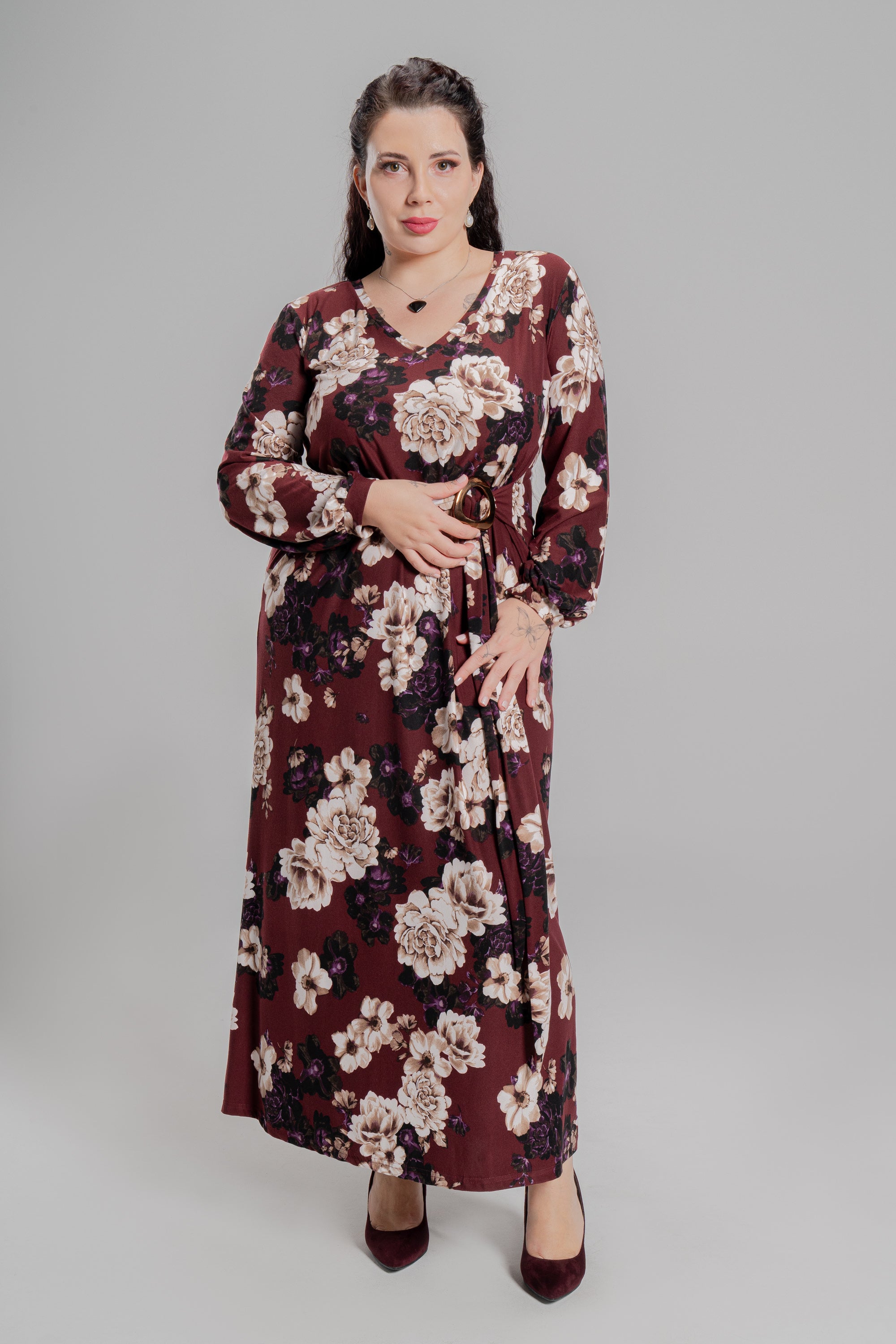Φόρεμα φλοράλ Μπορντό