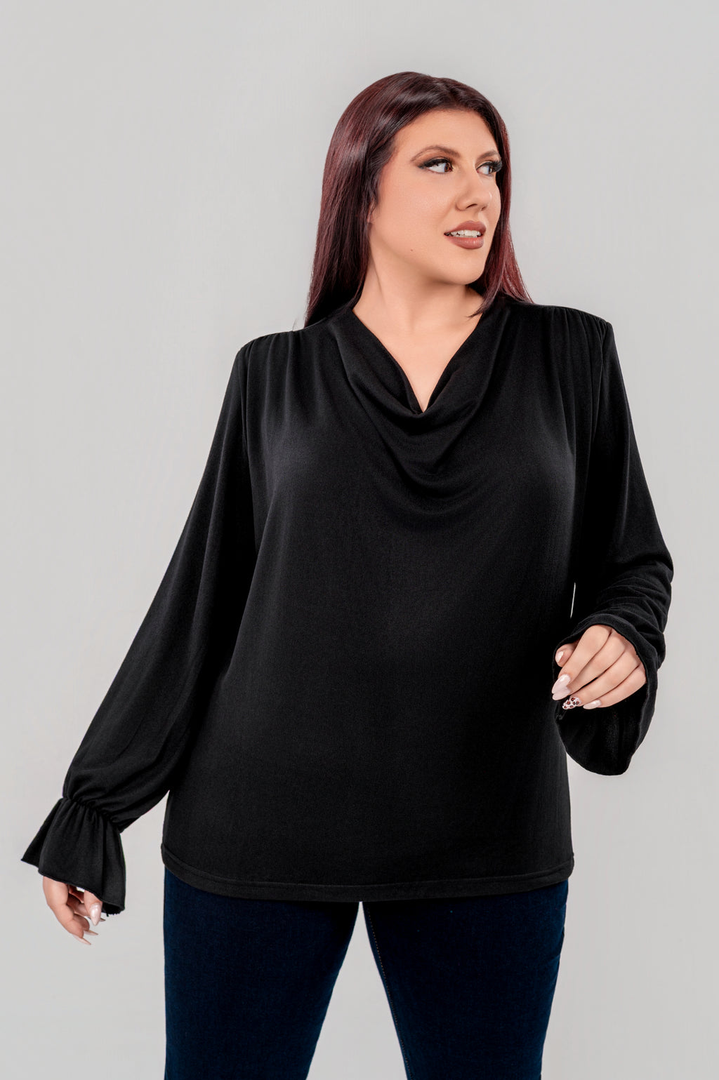 Plus size Μπλούζα πλεκτή Μάυρο