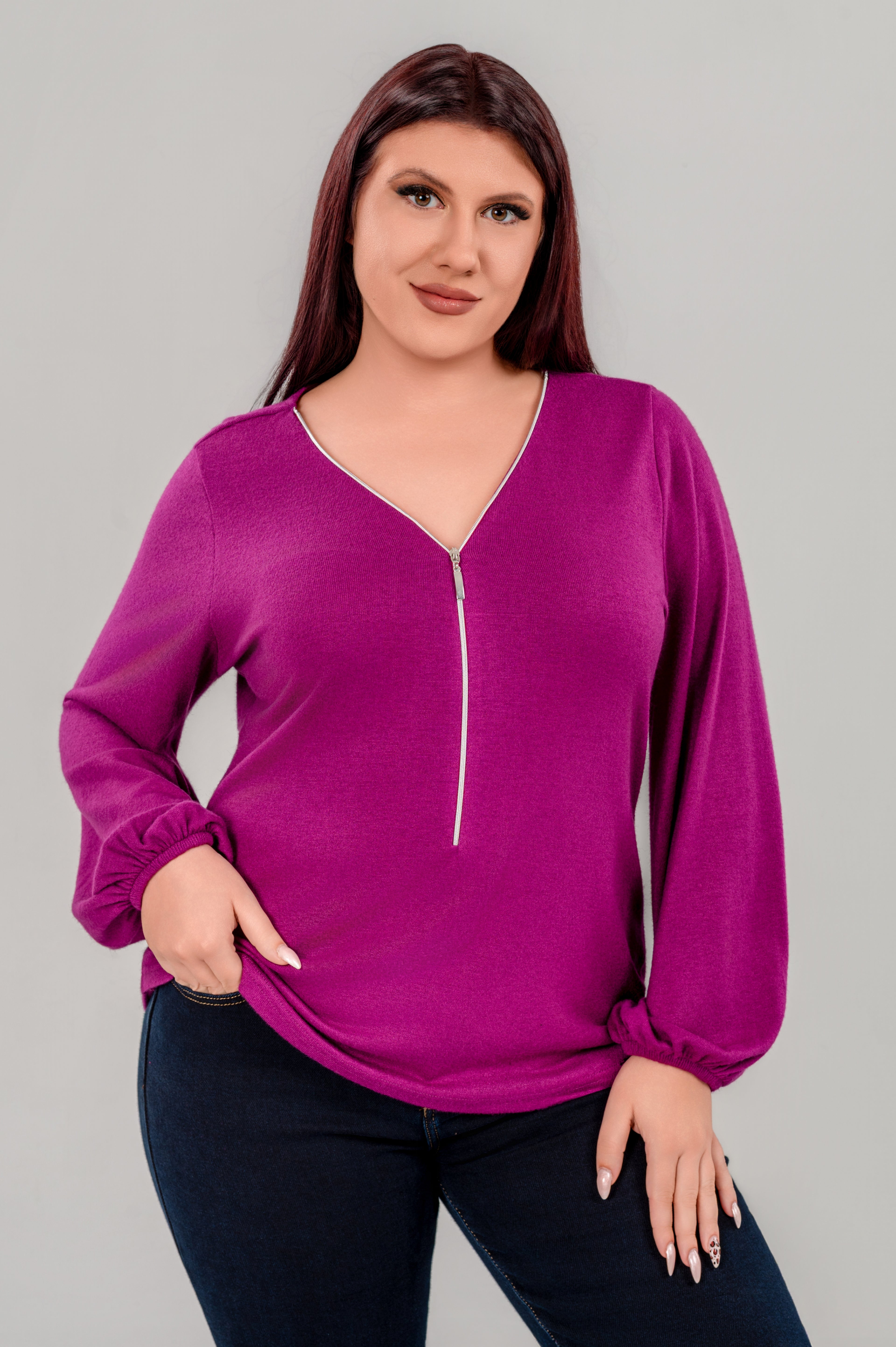 Μπλούζα Πλεκτή Chic minimal look Ματζέντα