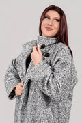 Plus size Παλτό Μαύρο Γκρι