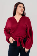 Plus size Μπλούζα πλεκτή Μπορντό