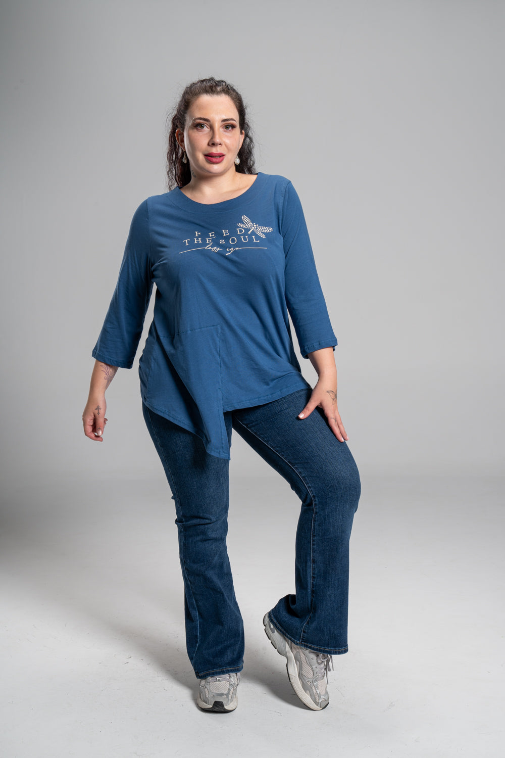 Plus size Μπλούζα Feed the Soul Μπλε