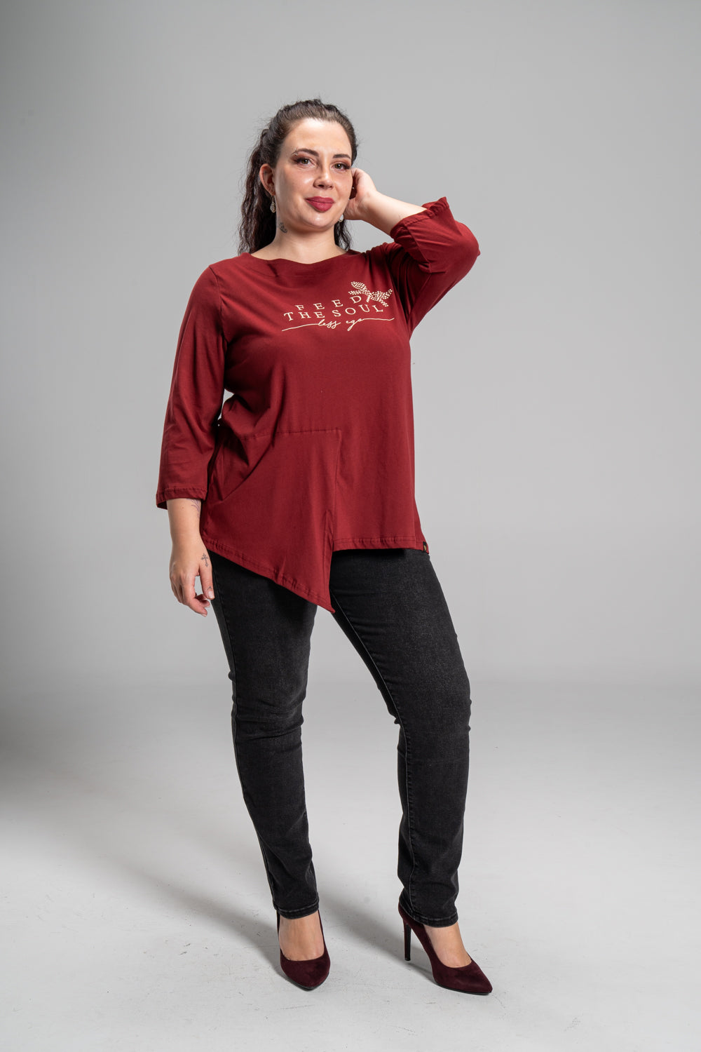 Plus size Μπλούζα Feed the Soul Κόκκινο