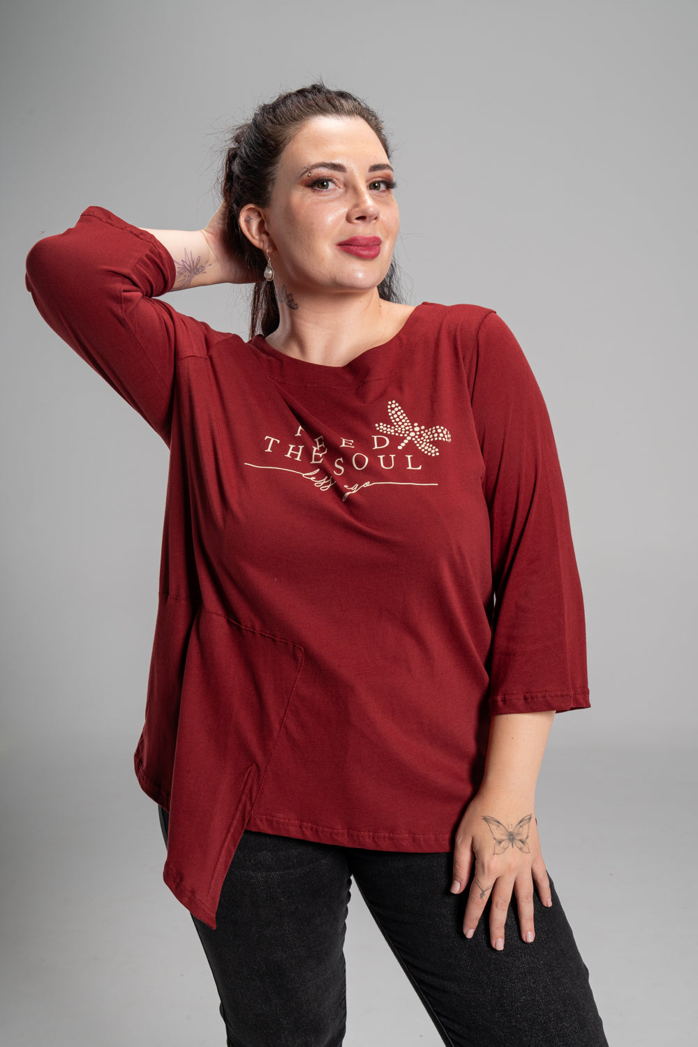 Plus size Μπλούζα Feed the Soul Κόκκινο