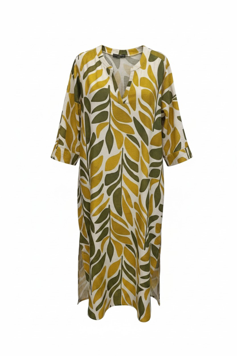 Φόρεμα Maxi με Ethnic Print — Χρυσό/Λαδί