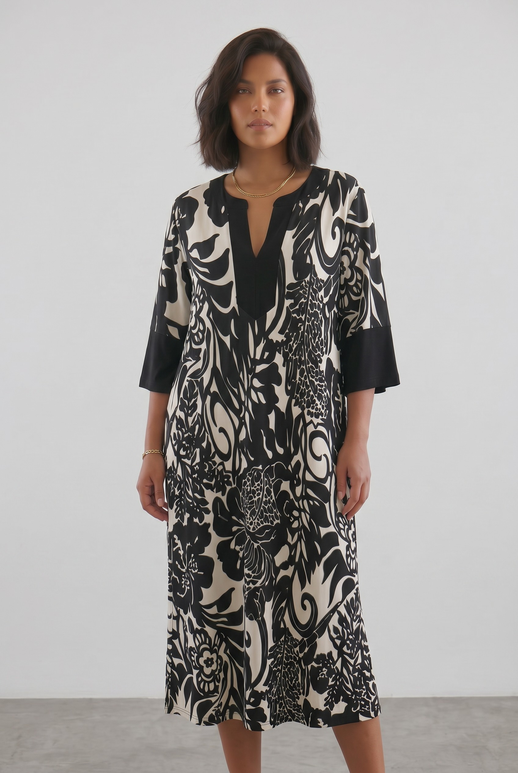Γυναικείο Φόρεμα Paisley Print Ασπρόμαυρο
