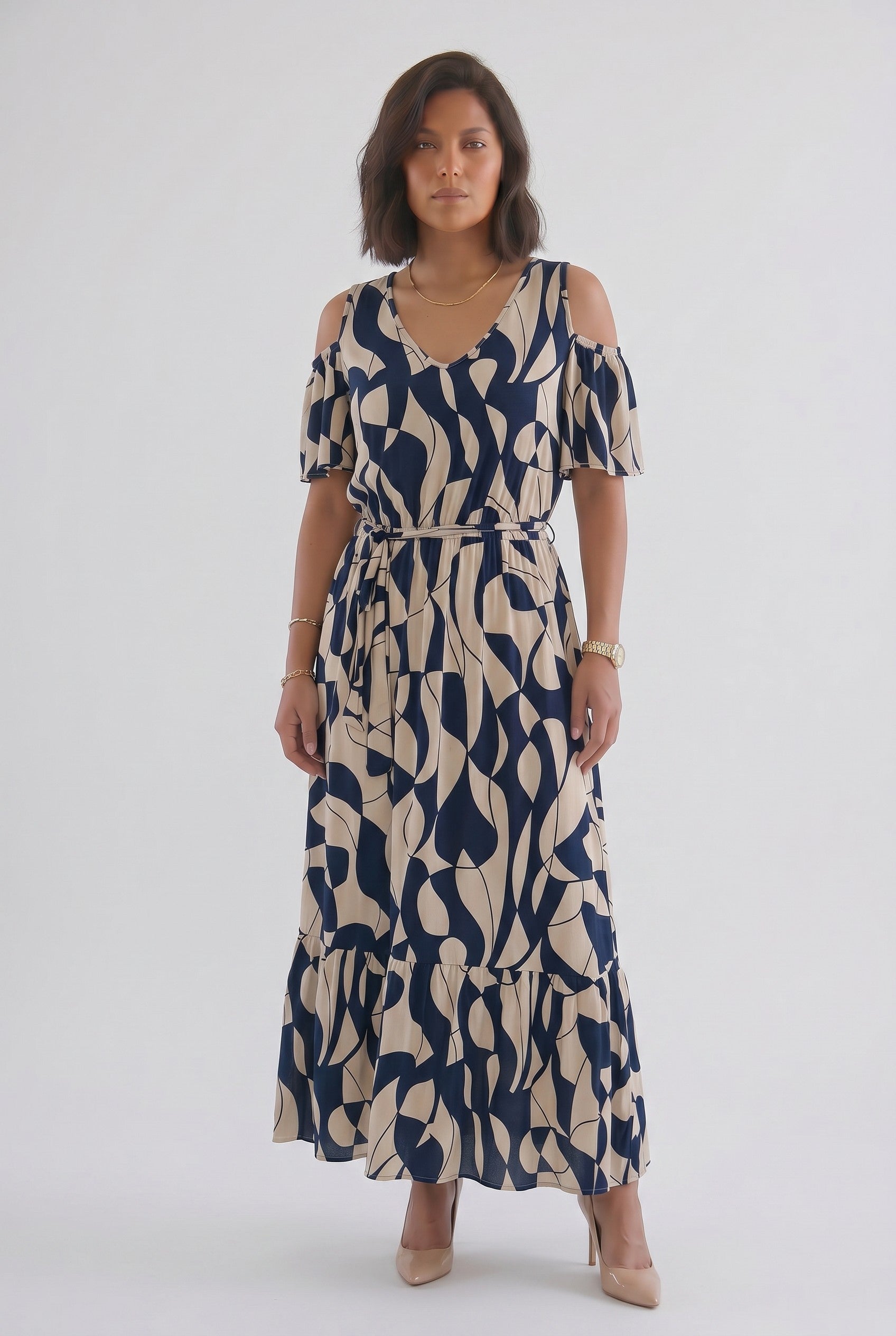 Γυναικείο Φόρεμα Γεωμετρικό Print Maxi
