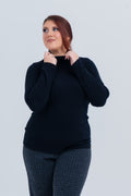 Plus size Πλεκτό ζιβάγγο Μαύρο