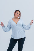 Plus size Μπλούζα Πλεκτή Chic minimal look Γκρι