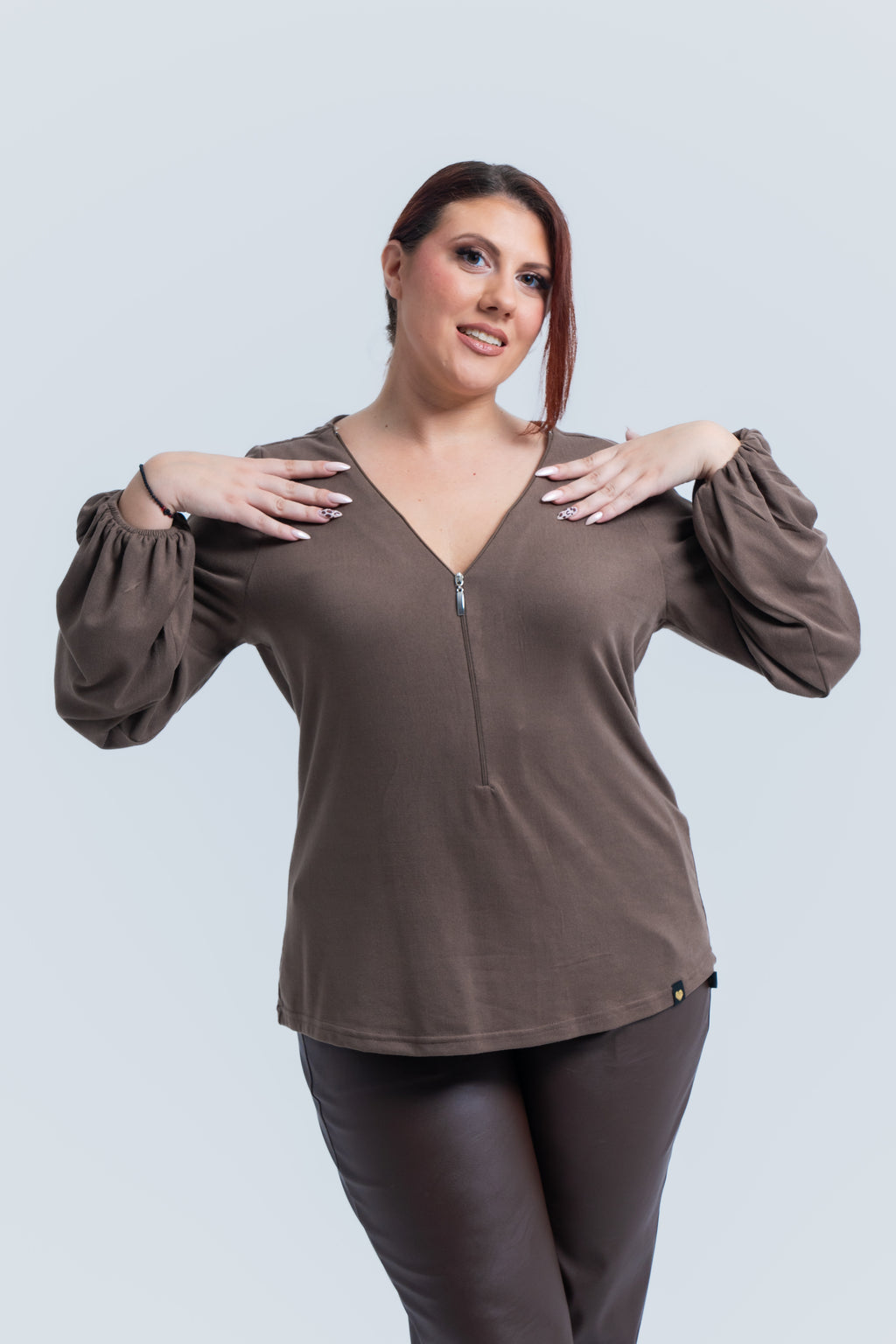 Μπλούζα Πλεκτή Chic minimal look Καφε