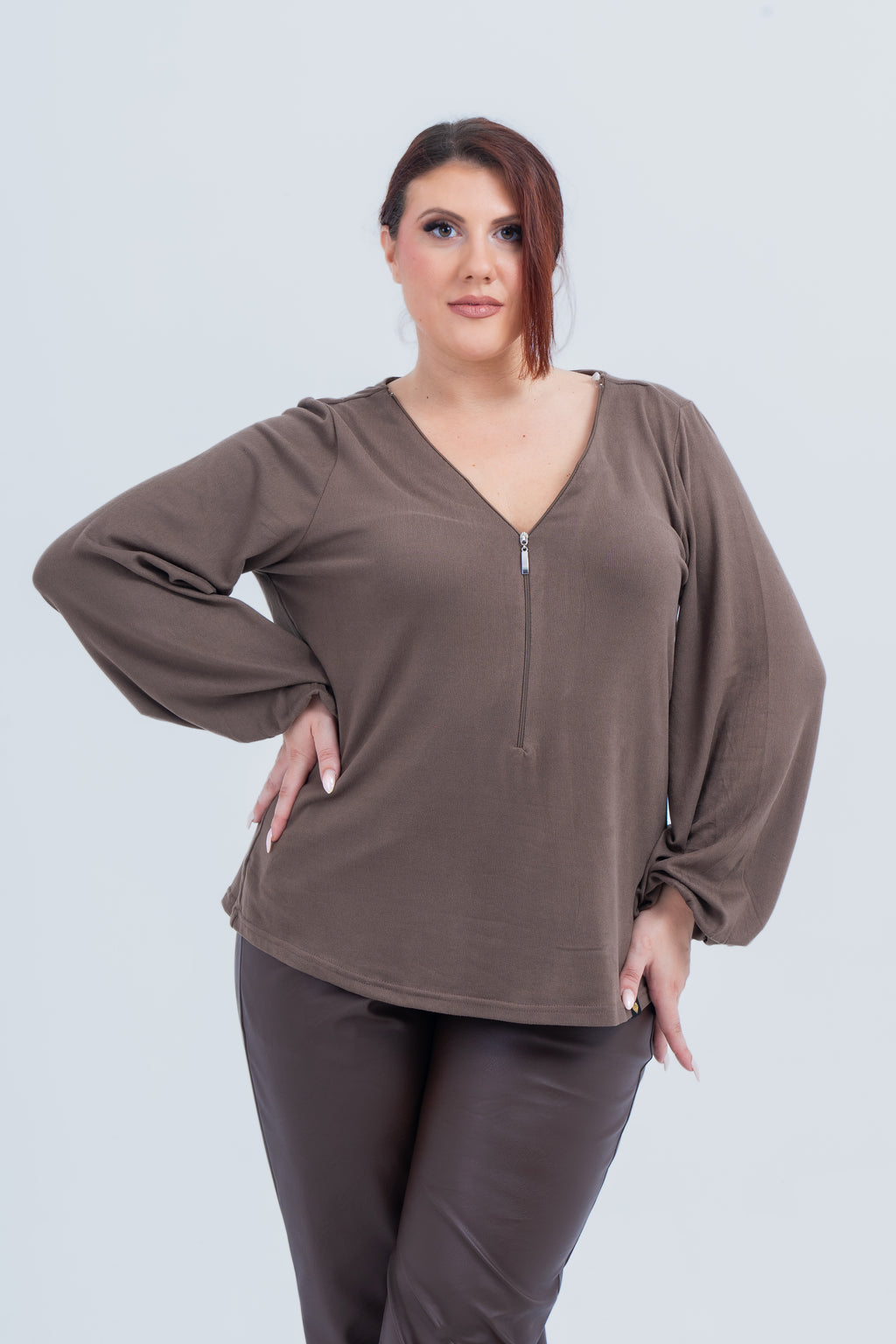 Μπλούζα Πλεκτή Chic minimal look Καφε