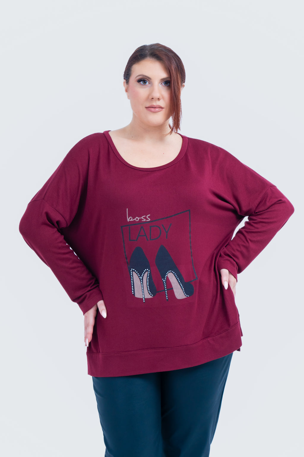 Μπλουζα Boss Lady Μπορντό