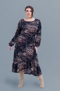 Plus size Φόρεμα Winter Black Animal