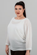 Plus size Auora πλεκτό μπλουζάκι λευκο