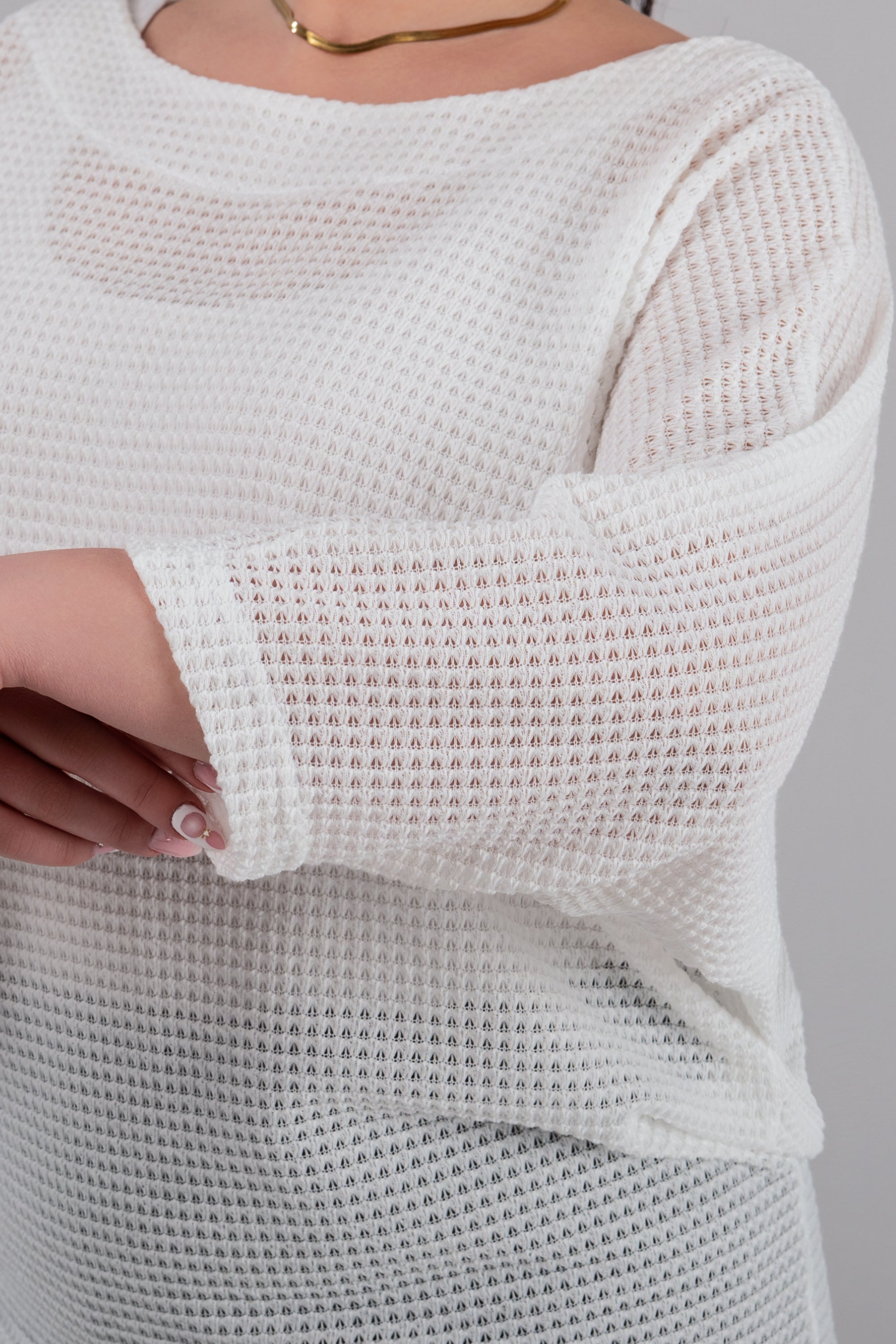 Plus size Auora πλεκτό μπλουζάκι λευκο