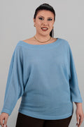 Plus size Auora πλεκτό μπλουζάκι σιελ