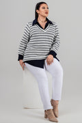 Plus size Πλεκτή Μπλούζα μπλε marine