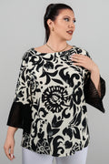 Plus size Τουνίκ με δαντέλα μαύρη