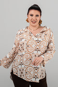 Plus size Τουνίκ Φλοράλ Μπεζ