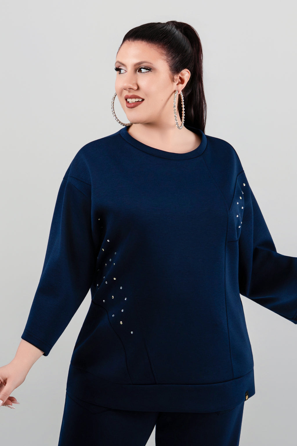 Plus size Mπλούζα over size blue marine
