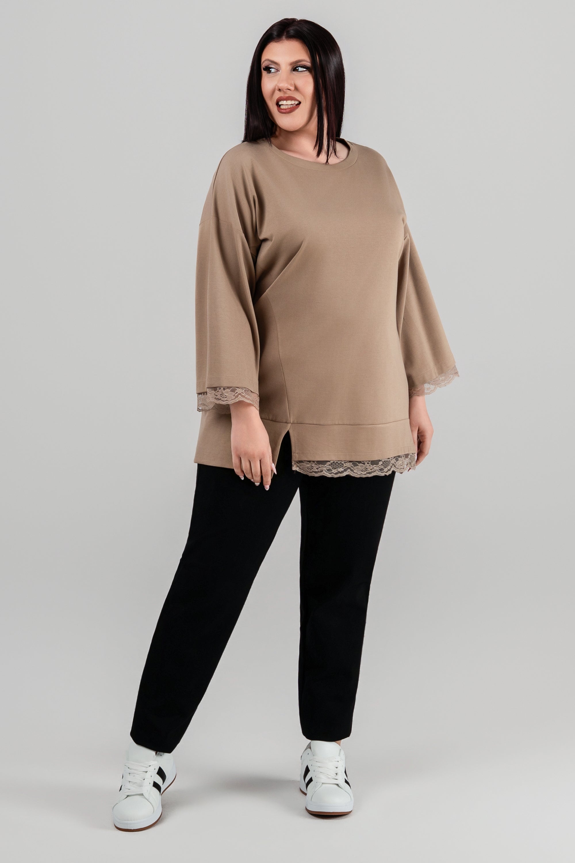 Plus size Valerie μπλούζα καφε