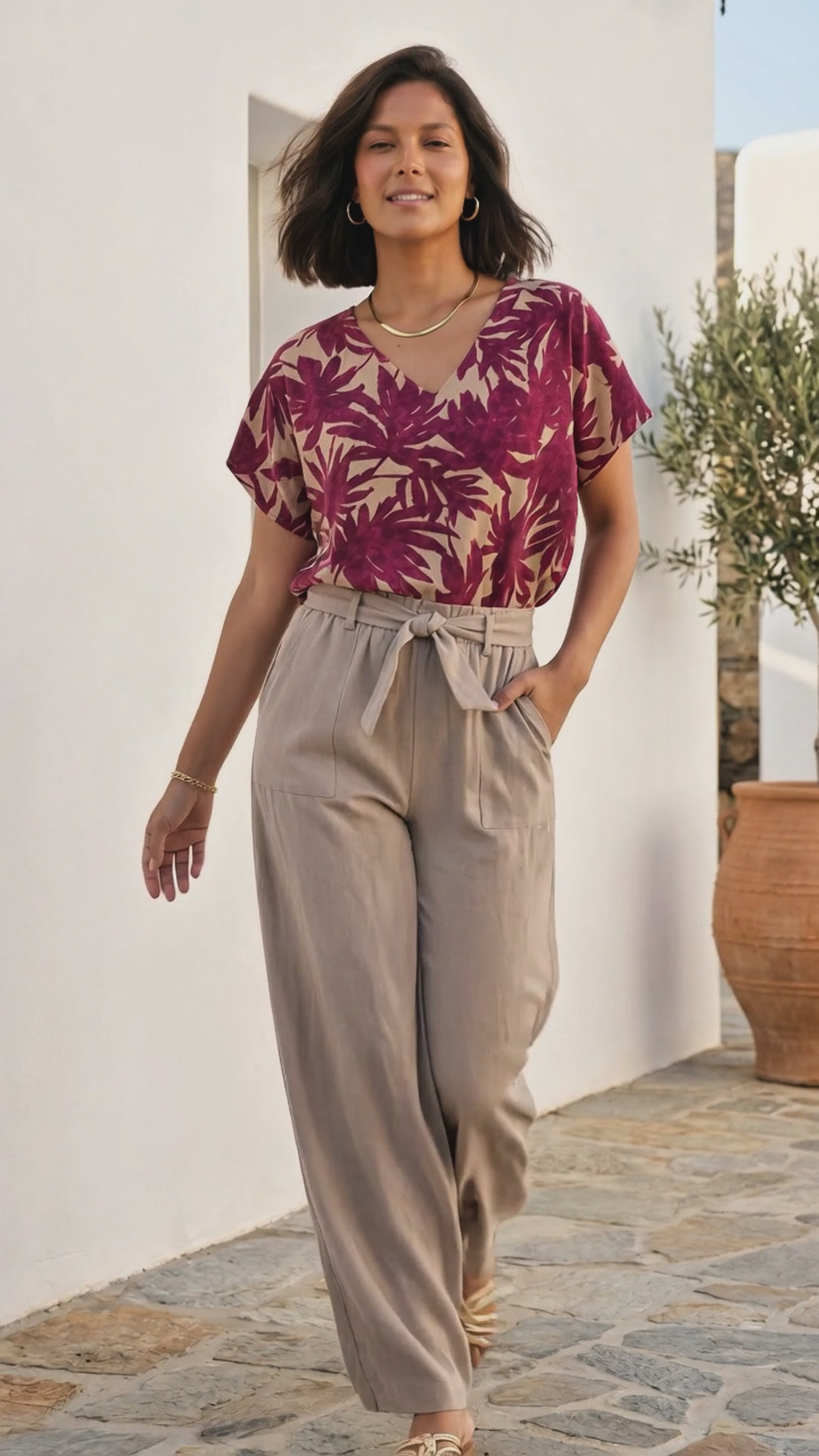 Μπλούζα Tequila Floral με V Λαιμόκοψη