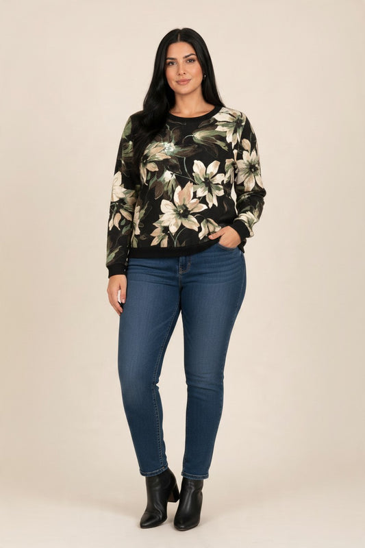 Γυναικεία Πλεκτή Μπλούζα Plus Size με Σχέδια και Καρδιά